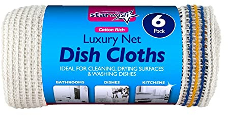 HOMESHOPA Dish Cloths, 6 Pack 36cm x 28cm Soft Cotton Antibacterial Absorbent Lint Free Kitchen Tea Towels, Washing Up Dishcloth for Home Cleaning Supplies, Washable Reusable