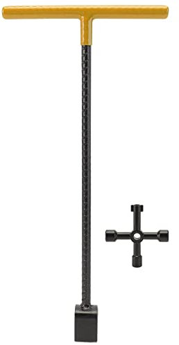 Water Meter Key, Multifunction T Handle Curb Key with 4 Way Utility Tool Utility Key for Valves Faucets for Curb Main Water Shutoff Valve(1#)