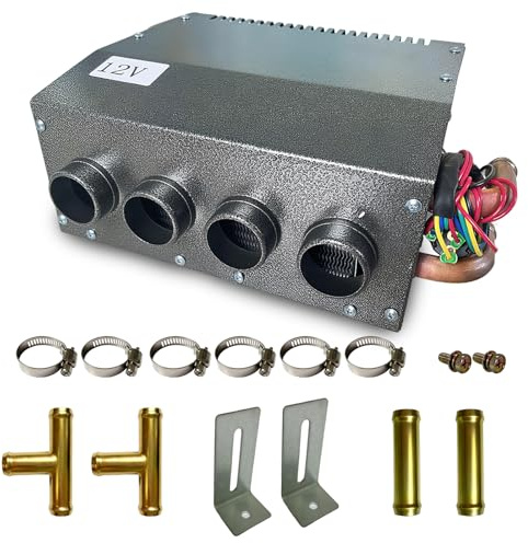 XuSha Hydronic Heater 12V 4 Front Vents, Compact Design, Portable Assembly Mountable Switch 3-Speed Fan 80 CFM Airflow 8500 BTU of Heat, fits for Car/Truck/Boat/RV