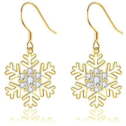 Josfeva Silber Weihnachten Schmuck Set Damen, 925 Silber Ohrringe Set | 45cm Silberkette mit Schneeflocke Anhänger & Schneeflocke Ohrhänger Schmuckset zum Winter, Kommt in Schmuck Geschenk Box