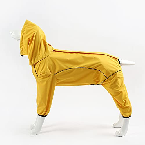ACSUZ wasserdichte Hundekleidung Großer Hund Regenmantel Mops Französische Bulldogge Wasserdichter All-Inclusive-Regenmantel Heimtierbedarf,Gelb,XXL