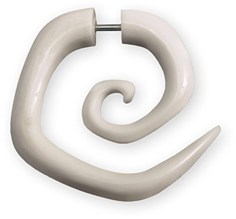 Fly Style 1 Paar Damen Ohrringe Ohrhänger Fake Spirale aus Horn - Natur Damen Schmuck, Farbwahl:weiss (Paar)