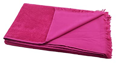 Sensepura Hamamtuch Frottee 2in1 Badetuch Magenta-pink Saunatuch Strandtuch mit geraden Fransen ca. 90x180 cm saugfähig, farbenfroh und praktisch