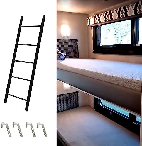 Échelle de lit superposé de Camping-Car, échelle de Remplacement Robuste avec Crochets en métal, escabeaux d'intérieur Noirs pour lit de Camping-Car, dortoir et lit Mezzanine (Taille : 150 c
