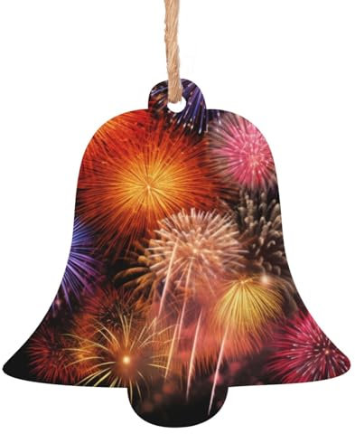 Schöne Feuerwerk Holz Weihnachtsglocke Form Ornamente Holz Weihnachtsbaum Hängende Dekoration Weihnachtsbaum Ornamente mit Seilen für Weihnachten Urlaub Dekorationen