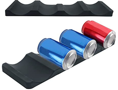 Wine Rack silicone, Refrigerator Bottle Rack, 2 Piece Foldable Silicone Bottle Holders, Non-Slip Beer Holder, for Wine Bottles and Cans, Refrigerator Organizer (Black)