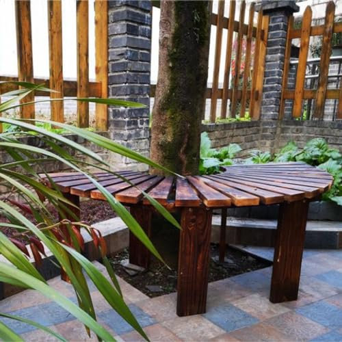 BBHW Baumbank Baumbankumhüllung im Freien, Halbkreisförmige Holzbänke, Dekorative Sitzgelegenheiten für Gartenmöbel, Außenbank für Terrasse, Hinterhof, Veranda (Color : 1 PC - Half Round)