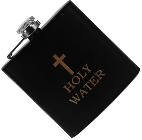 Zerodeko Botella De Agua Santa De Acero Inoxidable Cruz Petaca Portátil Para Whisky Botella De Licor y Elegante Para Uso Al Aire y Ocasiones Especiales