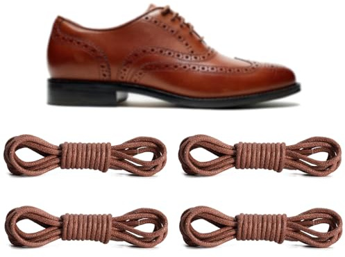NDTEZUGT 2Paar Gewachste Schnürsenkel für Cole Haan Oxford/Wingtip/PlainToe | 2.5 mm Runde Dünne Polybaumwolle Reißfest Ersatzschnürsenkel, Langlebige Business Herren Chukka Schuhbänder für Lederschuhe