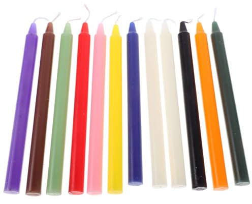 MAGICLULU Taper Candles Colored Candles Chime Spell Candle Unscented Assorted Colored Mini Taper Good for for Rituals Birthdays Altar Spells Crafts (12pcs)