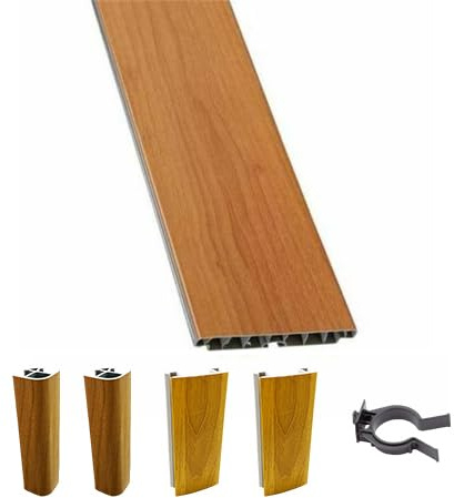AERREGI KIT ZOCCOLO NOCE CHIARO PER CUCINA BATTISCOPA ALTEZZA 10, 12 E 15 CENTIMETRI | ZOCCOLI 5 METRI CON ACCESSORI PER UNIONE E KIT GANCI | KIT ZOCCOLATURA N. CHIARO (4, Noce Chiaro, H100 mm)