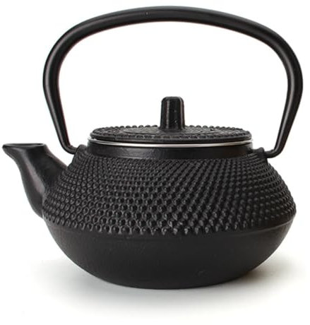 INOKAI Cast Iron Teapot,Tea Pot 50ml/300ml Cast Iron Tea Pot Teapot Style Kettle with Strainer Flower Tea Kettle Coffee Teapot (Color : Black 50ml)
