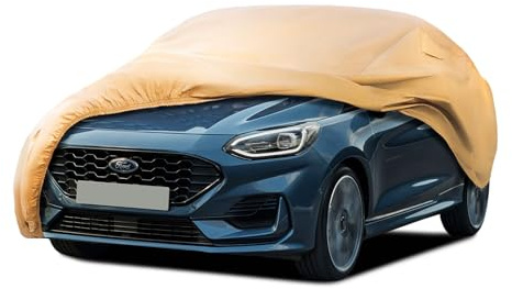 JURMON Housse de protection robuste pour voiture adaptée pour Ford Fiesta, résistante au vent, toutes saisons, imperméable, protection contre le soleil, la pluie, les UV, la poussière, la neige