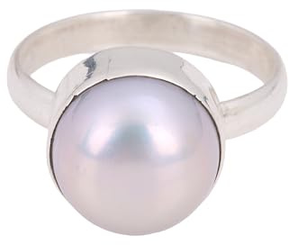 Runder weißer Perlenring 925 Sterling Silber Statement Ring für Frauen Ring Geburtstagsgeschenke Ring (8)