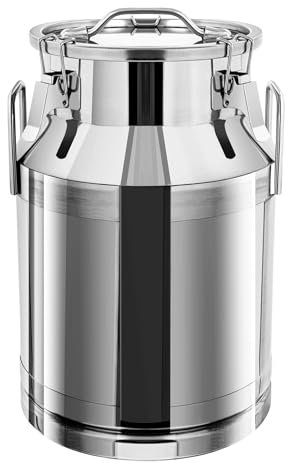 NaMaSyo Milchkanne Schwerlast aus Edelstahl Milchkanne Transportkanne kanne mit Spannverschluss und Gummidichtung Große Vintage Bauernhof Milchkännchen für Dekoration und Lagerung 60L (30L)