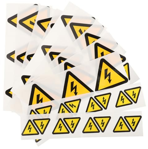 24Pcs Yellow Caution Warning Stickers Electric Self Adhesive | Shock Hazard Labels, Indoor Panels, Lightweight Pack, Easy Peel Application, Monitoring Zones