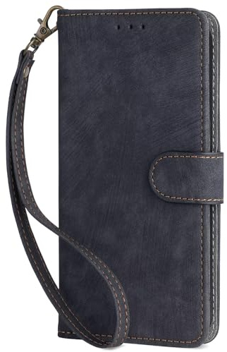 Bnvdfre Funda de piel auténtica para Motorola Moto G85 funda [piel auténtica] [tarjetero] [protección RFID] [función atril] funda de piel con tapa para Motorola Moto G85 - Negro