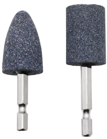 Lot de 2 pierres à meuler rotatives tige hexagonale 6,35 mm, tête d'affûtage, forets électriques de meulage, point de meulage monté sur pierre abrasive
