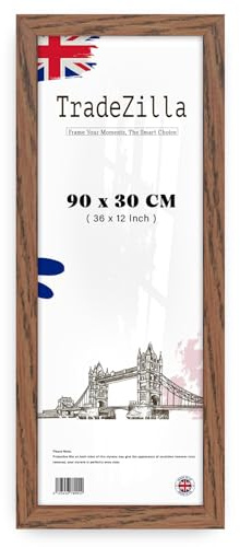 TradeZilla | MDF Wood Picture Frame (90 x 30 CM) Wall Gallery Art Frame for Home & Office, Premium MDF Wood, Hanging Hooks for Vertical & Horizontal Display [ Dark Oak ]