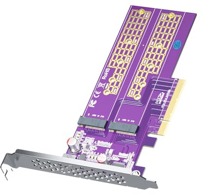 Scheda di espansione del controller host PCIe 3.0 X8 con adattatore doppio M.2 - PCIe X8 SSD M.2 NVMe, supporto di 22110/2280/2260/2242/2230 SSD M.2 NVMe, senza funzione di biforcazione PCIe