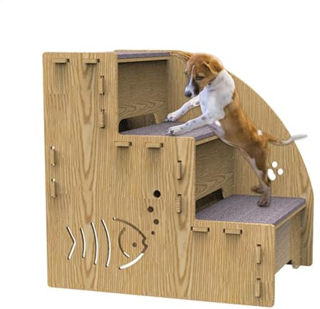 3-stufige Hundetreppe aus für hohe Betten, rutschfeste Haustierrampe für Katzen und kleine Hunde, ausgewogene und sichere Innentreppe, 35 x 26 x 35 cm, ideal für einfachen Zugang zu Betten