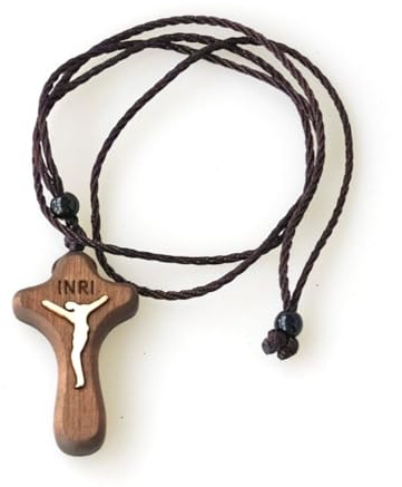 Collar Colgante de Cruz de Madera de Nogal Para Hombres Mujeres Collar Arbolado, de terciopelo para Pascua y bautizos católicos