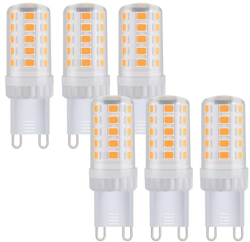 ITALASA Pack De 6 Bombillas LED G9, 4W, Equivalente A 30W-40W Halógeno, Blanco Cálido 3000K, Sin Parpadeo, No Regulable