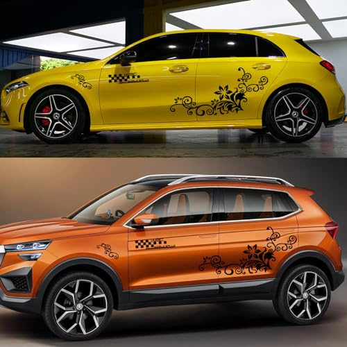 3 calcomanías decorativas para el lateral de la carrocería del coche, calcomanías universales de vinilo grandes para autos, camiones, SUV (negro)