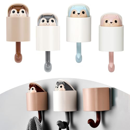 Norhogo Lot de 4 crochets porte-vêtements en forme d'écureuil mignons