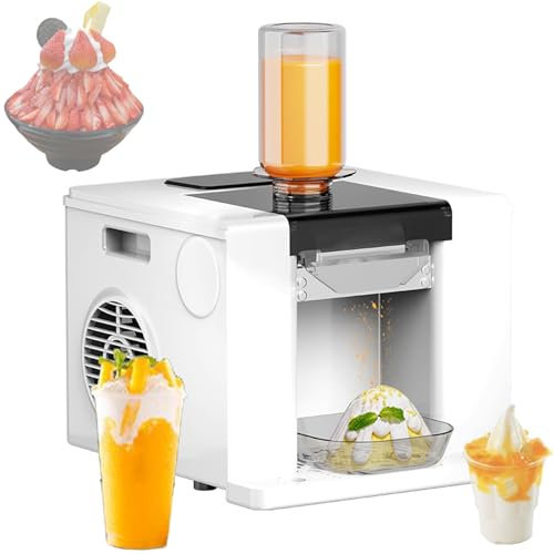 Máquina de hielo comercial de 60 kg/24 h, máquina de hielo de copos de nieve de encimera, máquina eléctrica para hacer conos de nieve, máquina de hielo para snacks, control por botones,White