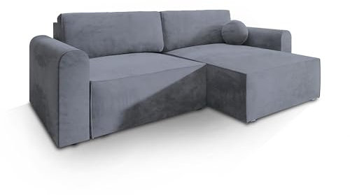 Masseno Ecksofa FIANO M mit Schlaffunktion L-Form, Sofa mit Bettkasten, Wohnzimmersofa, Couch, Soffa, Bettsofa, Couchgarnitur- Grau, Monolith 85