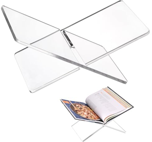Acrylic Book Stand, Clear Recipe Book Stand Functional Cook Books Holder for Cookbook Textbook Magazine Newspaper