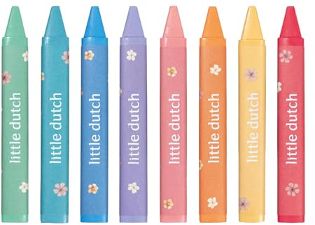 Little Dutch Wachsmalstifte Dreikant für Kinder/Kleinkinder 8 Stück - Rosa & Friends