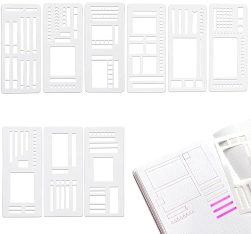 Aribliseza Journal Accessories, 9 Piece Stencil/Journaling Set, Flexible Data Template, Scrapbooking/Drawing Stencils