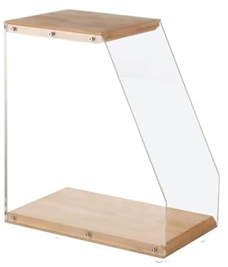 GOXQIT Schallplattenständer aus Holz, Schreibtischdekoration, transparente Vinyl-Displays, Magnetband-Aufbewahrungsbox, Massivholz für CD