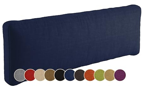 sunnypillow Palettenkissen für Gartenmöbel - Rückenkissen 120x40x20cm - Rückenpolster für Bett und Sofa - Palettenpolster für Palettenmöbel - Lounge Kissen mit abnehmbarem Bezug Blau