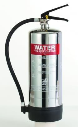 6 Litre Water Fire Extinguisher Chrome Silver