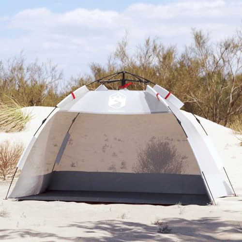 LoogCape Tente de plage pour personnes grise en polyester 190T avec revêtement en polyuréthane à libération rapide avec structure imperméable, entrée ouverte, portable pour camping, plage, festival