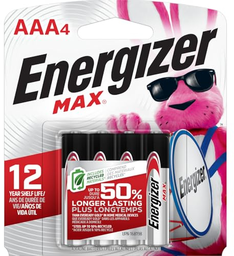 Energizer Max Alkaline AAA Batteries, 4 Count