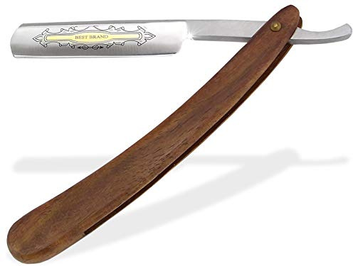 Rasiermesser mit Goldätzung Herren Nassrasierer 5/8 Zoll Hohlschliff Klinge | Herren Bartmesser mit Holzgriff (Heft) und Rundkopfform für die klassische Nassrasur