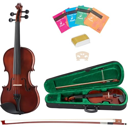 Classic Cantabile VP-100 4/4 Violinenset Natur, Größe: 4/4, Decke: Fichte | Boden, Steg, Zargen: Ahorn, Griffbrett, Dübel, Sattel: Hartholz, Kinnriemen: Kunststoff, Saitenhalter aus Metall, Größe: 4/4