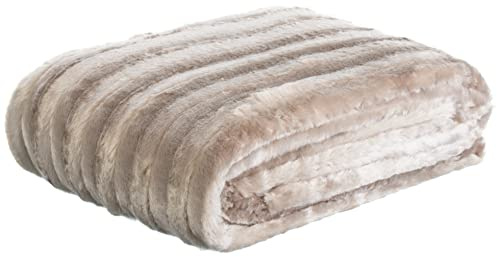 Brandsseller - Coperta in finta pelliccia di visone, 150 x 200 cm, 1150 g, colore grigio talpa e beige