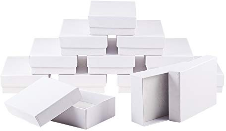 NBEADS Caja de Joyería, Caja de Cartón de Papel Blanco de 60 Unidades con Esponja para Collar, Pulsera, Pendiente, Anillo, Empaque Y Exhibición, 9x6.5x2.8 cm