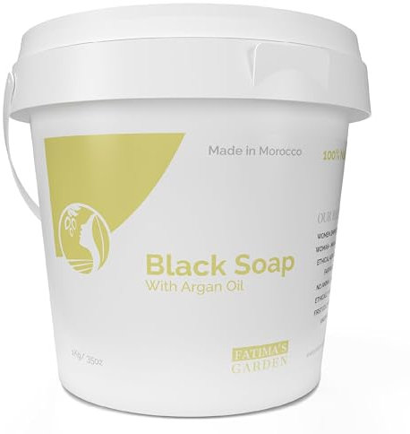 Fatima's Garden Savon Noir à l'Huile d'Argan - Nettoyant Exfoliant, 1kg