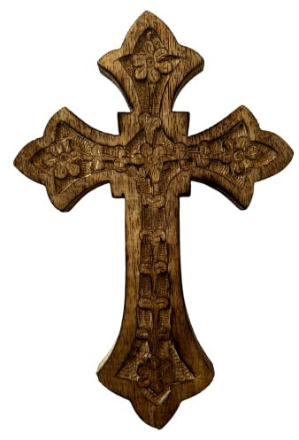 Iconsgr Handgefertigtes Holzkreuz Heilig-orthodoxes religiöses Holz geschnitztes Wandkreuz Christus Kruzifix Athos 85