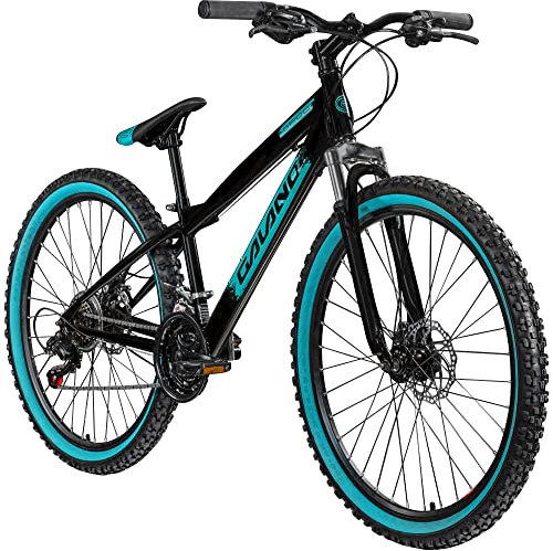 Galano Dirtbike 26 Zoll MTB G600 Mountainbike Fahrrad 18 Gang Dirt Bike Rad (schwarz/türkis, 33 cm)
