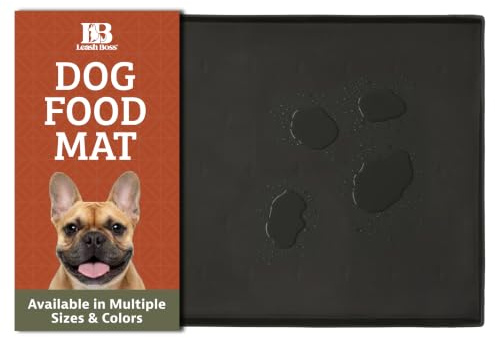 Leashboss Splash Mat XL Dog Food Mat with Tall Lip, Extra Large Dog Bowl Mat for Food and Water or Fountain, Non Slip Waterproof Silicone Pet Food Mat for Dogs and Cats (XL - 64 x 43 cm, Black)