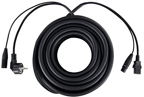 Pronomic Stage EUIECD-20 Hybridkabel Kaltgeräte/DMX - 20 m Kombi-Kabel für Stromversorgung und DMX-Signal - zur Verbindung von DMX-Lichteffekten - bis 6A belastbar- schwarz