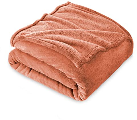 FARFALLAROSSA Kuscheldecke Flauschig 160 x 210 cm - XXL Fleecedecke Sofa Decken Couchdecke - Oeko-TEX - Super Weiche Fleecedecke als Sofaüberwurf - Wohndecke Orange