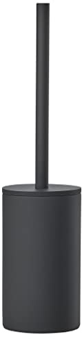 Zone Denmark Karma Toilettenbürste, WC Bürste aus Steinzeug, Klobürste in Schönem Dänischem Design, Bürstengarnitur mit Bürste und Halter fürs Badezimmer, Stehend, Durchm. 9,2 cm, Höhe 38 cm, Schwarz